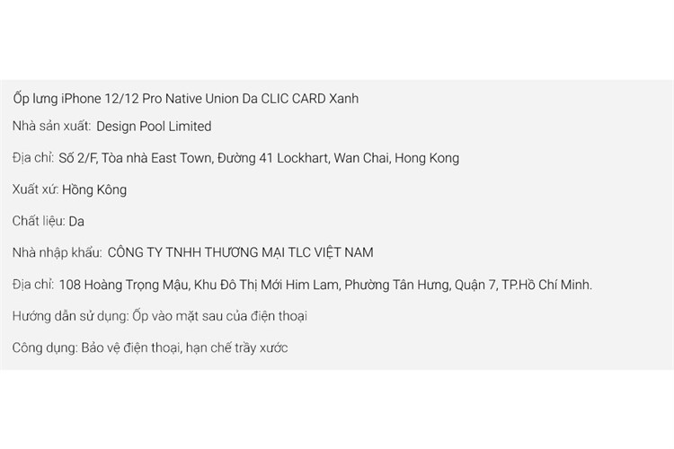 Ốp lưng iPhone 12/12 Pro Da Native Union CLIC CLASSIC Chính hãng Màu Xanh Dương