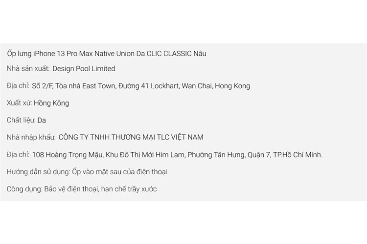 Ốp lưng Magsafe iPhone 13 Pro Max Da Native Union CLIC CLASSIC Màu Nâu