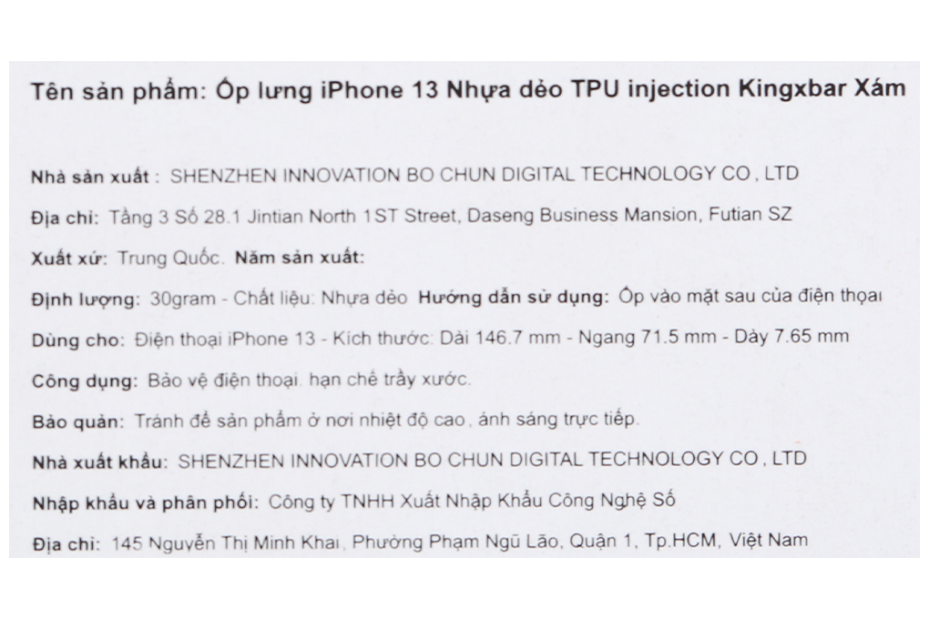 Ốp lưng iPhone 13 Nhựa dẻo TPU Injection Kingxbar