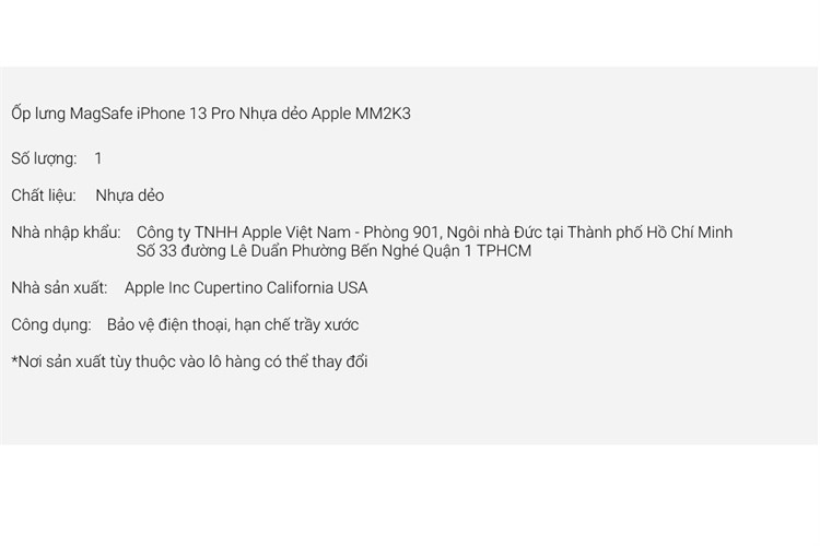 Ốp lưng MagSafe iPhone 13 Pro Silicone Apple MM2K3 Chính hãng Màu Đen