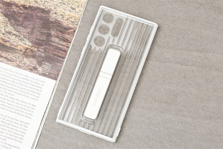 Ốp lưng Galaxy S22 Ultra Nhựa cứng viền dẻo Protective Standing Samsung Chính hãng Màu Trắng