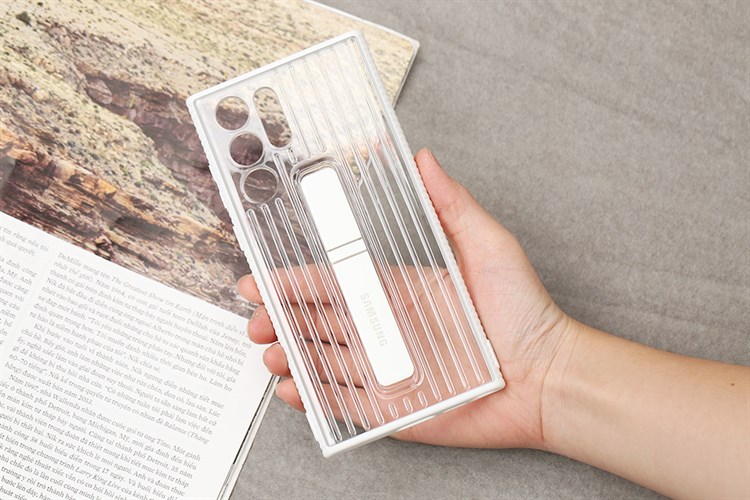 Ốp lưng Galaxy S22 Ultra Nhựa cứng viền dẻo Protective Standing Samsung Chính hãng Màu Trắng