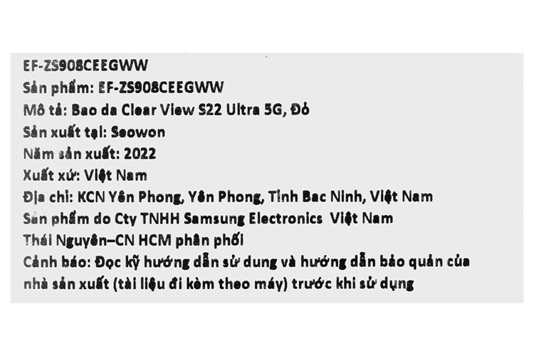 Bao da Smart Clear View Samsung Galaxy S22 Ultra Màu Đỏ