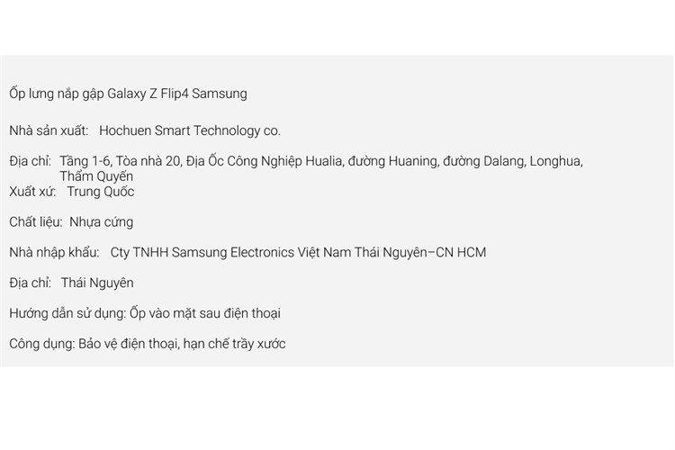 Ốp lưng nắp gập Galaxy Z Flip4 Nhựa cứng Samsung Chính hãng Màu Trắng