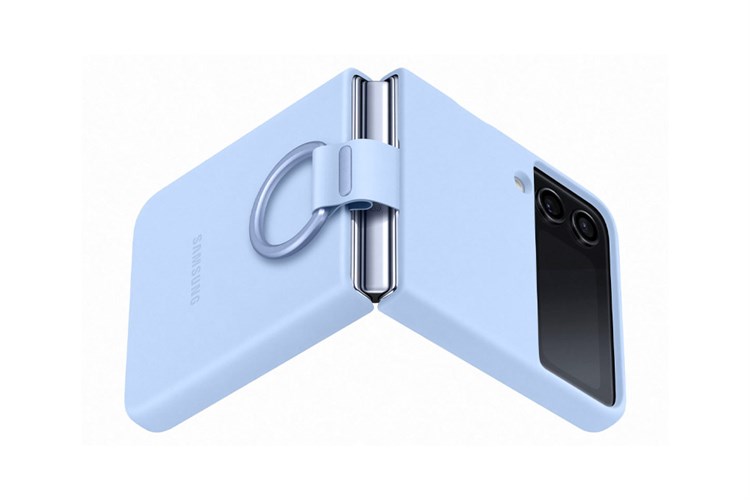 Ốp lưng nắp gập Galaxy Z Flip4 Silicone kèm vòng đeo Samsung Chính hãng Màu Xanh ngọc