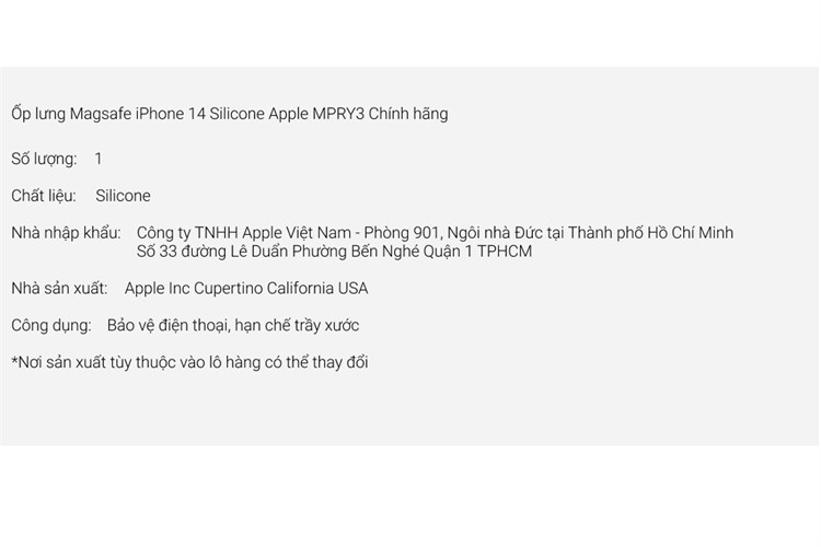 Ốp lưng Magsafe iPhone 14 Silicone Apple MPT13 Chính hãng Màu Tím