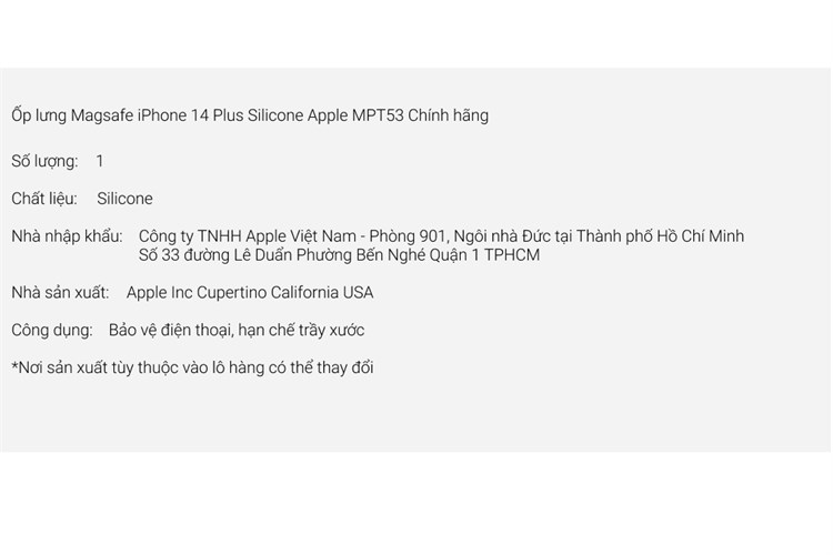 Ốp lưng Magsafe iPhone 14 Plus Silicone Apple MPT53 Chính hãng Màu Xanh Dương