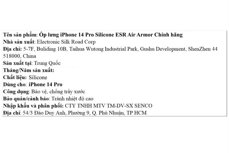 Ốp lưng iPhone 14 Pro Silicone ESR Air Armor Chính hãng Màu Trắng