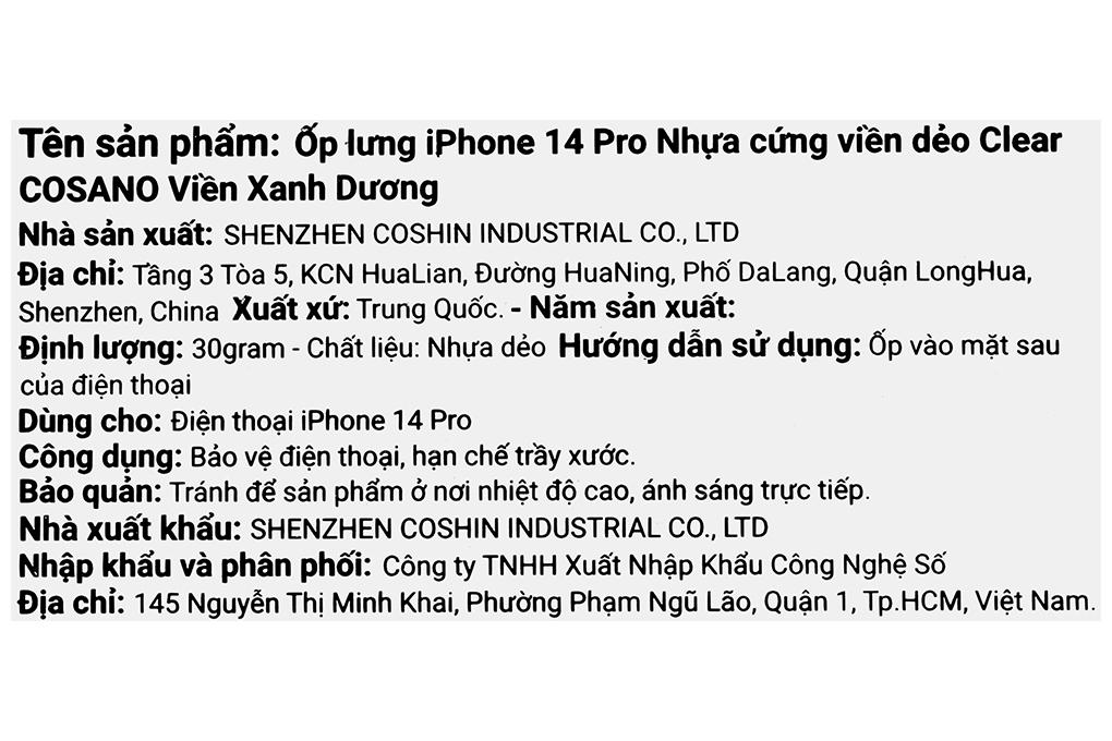 Ốp lưng iPhone 14 Pro Nhựa cứng viền dẻo Clear COSANO - 9