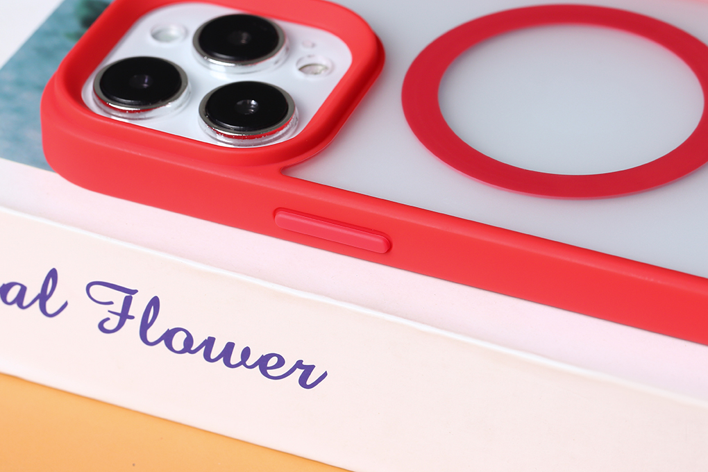 Ốp lưng Magsafe iPhone 14 Pro Max Nhựa cứng viền dẻo LAUT Huex Màu Đỏ