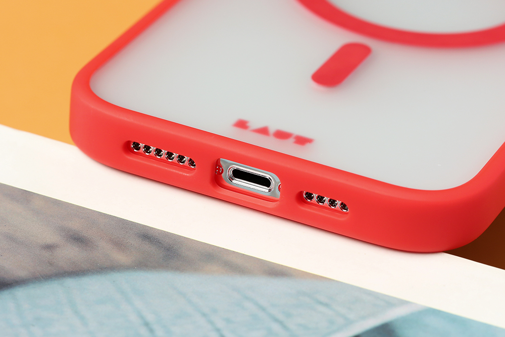Ốp lưng Magsafe iPhone 14 Pro Max Nhựa cứng viền dẻo LAUT Huex Màu Đỏ