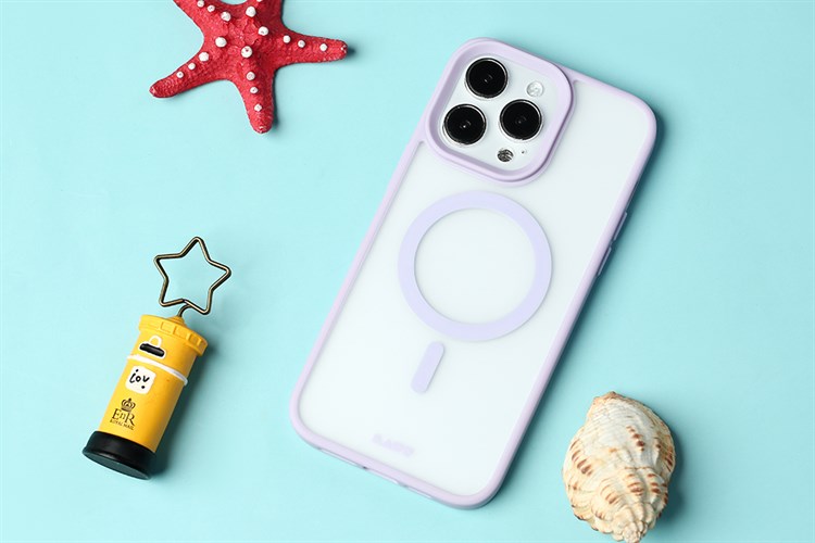 Ốp lưng Magsafe cho iPhone 14 Pro Max Nhựa cứng viền dẻo Laut Huex Màu Tím
