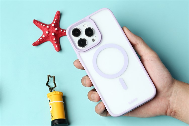 Ốp lưng Magsafe cho iPhone 14 Pro Max Nhựa cứng viền dẻo Laut Huex Màu Tím