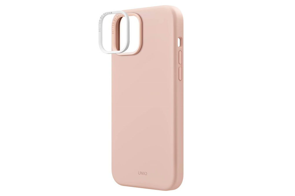 Ốp lưng Magsafe iPhone 14 Silicone UniQ Hybrid Lino Chính hãng Màu Hồng