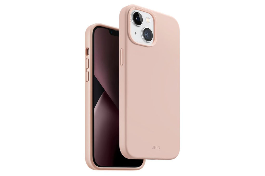 Ốp lưng Magsafe iPhone 14 Silicone UniQ Hybrid Lino Chính hãng Màu Hồng