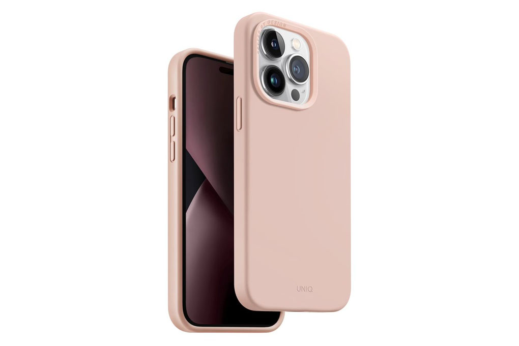 Ốp lưng Magsafe iPhone 14 Pro Silicone UniQ Hybrid Lino Chính hãng Màu Hồng