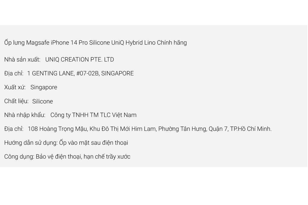 Ốp lưng Magsafe iPhone 14 Pro Silicone UniQ Hybrid Lino Chính hãng Màu Xám