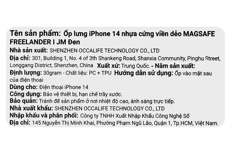 Ốp lưng MagSafe iPhone 14 Nhựa cứng viền dẻo FREELANDER I JM Màu Đen