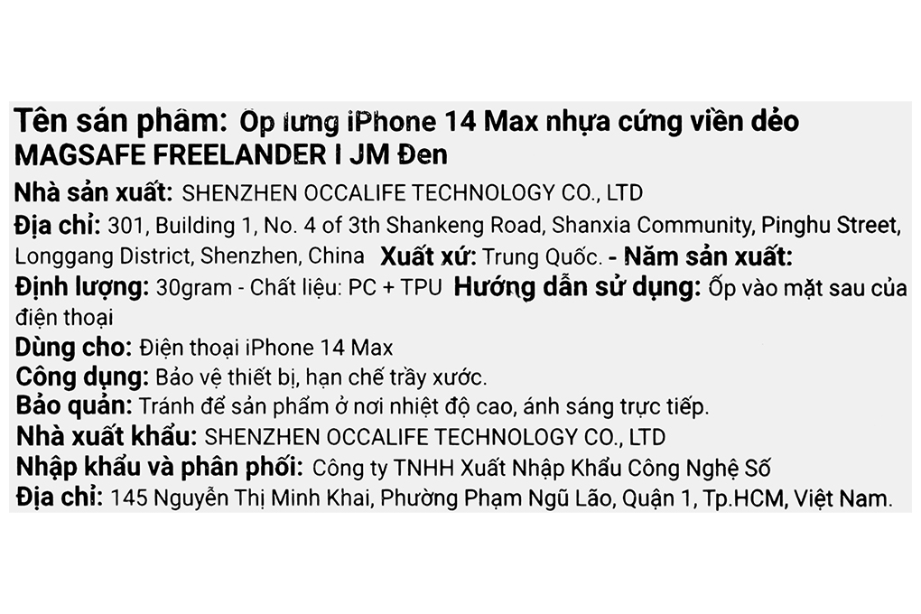 Ốp lưng MagSafe iPhone 14 Plus Nhựa cứng viền dẻo FREELANDER I JM Màu Đen