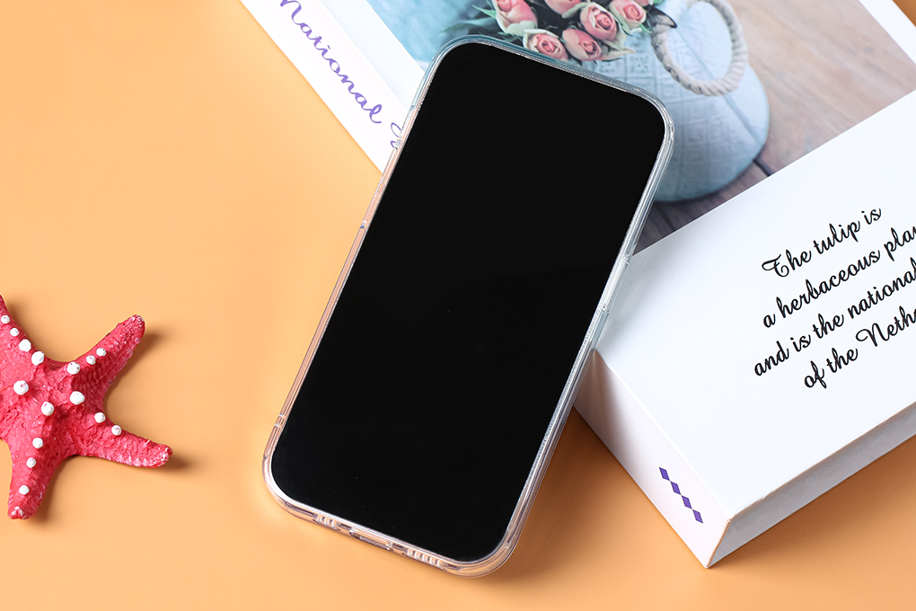 Ốp lưng MagSafe iPhone 14 Pro Kính viền dẻo GLASS GRA-SIMPLE JM Màu Xanh tím