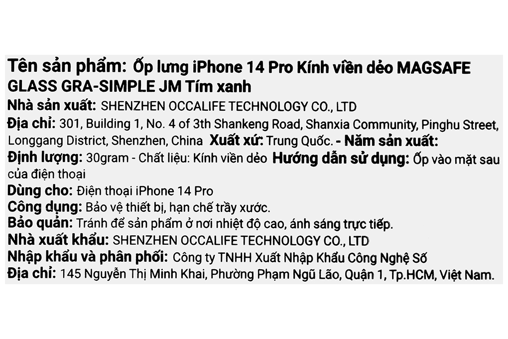Ốp lưng MagSafe iPhone 14 Pro Kính viền dẻo GLASS GRA-SIMPLE JM Màu Xanh tím