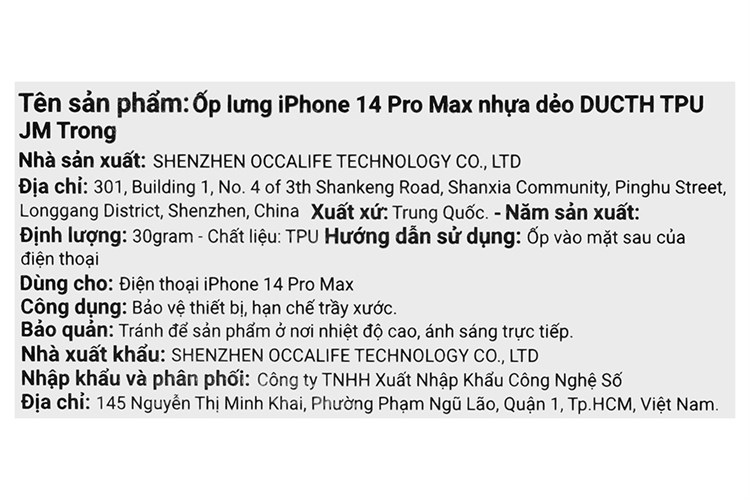 Ốp lưng iPhone 14 Pro Max Nhựa dẻo DUCTH TPU JM Màu Trắng