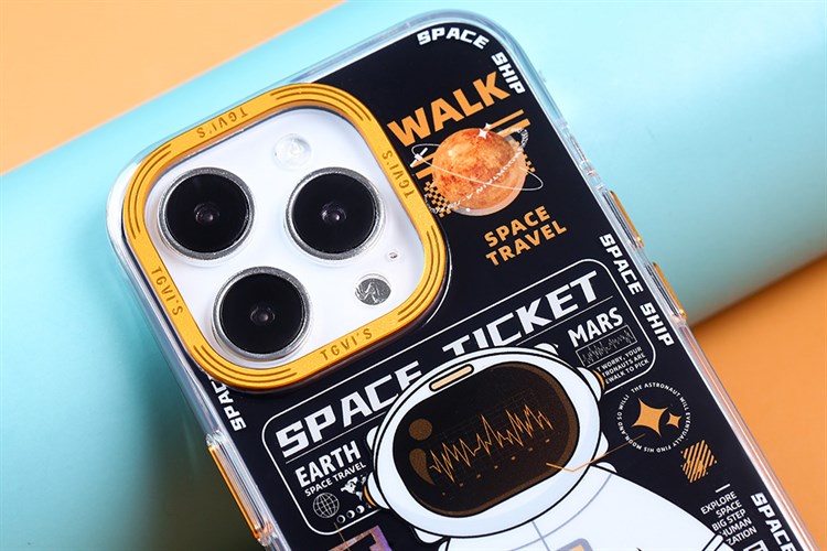 Ốp lưng iPhone 14 Pro Max Nhựa cứng viền dẻo TGVIS Phi hành gia Chính hãng Màu Đen