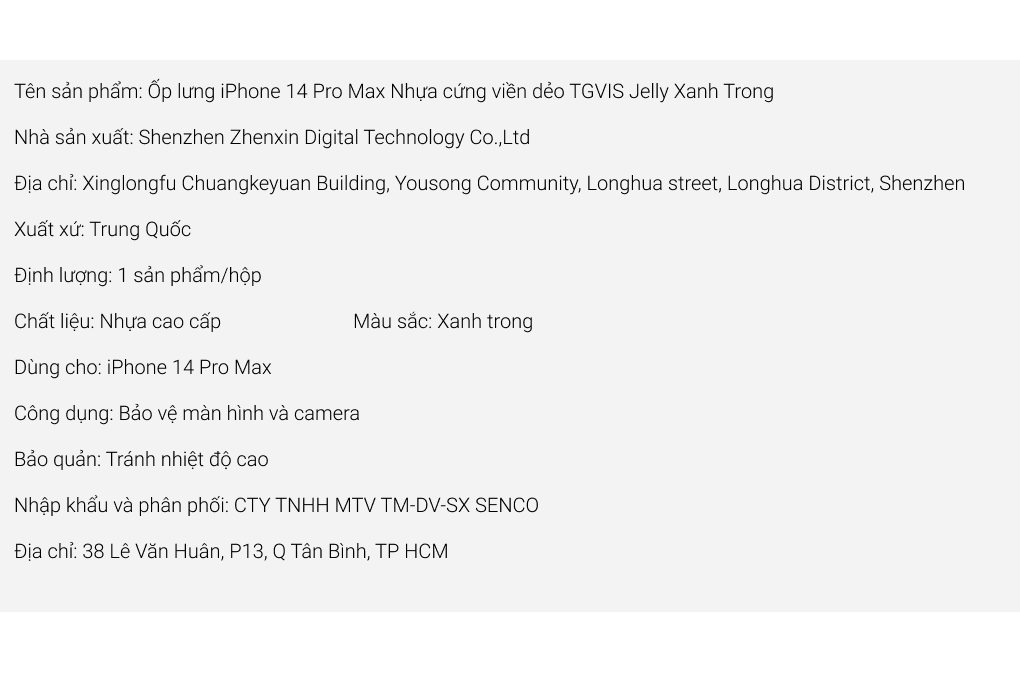Ốp lưng iPhone 14 Pro Max Nhựa cứng viền dẻo TGVIS Jelly Chính hãng Màu Xanh dương nhạt