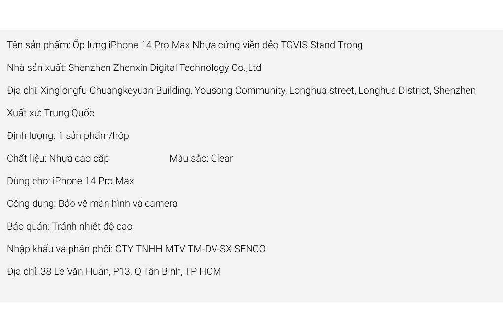 Ốp lưng iPhone 14 Pro Max Nhựa cứng viền dẻo TGVIS Stand chính hãng Màu Trắng