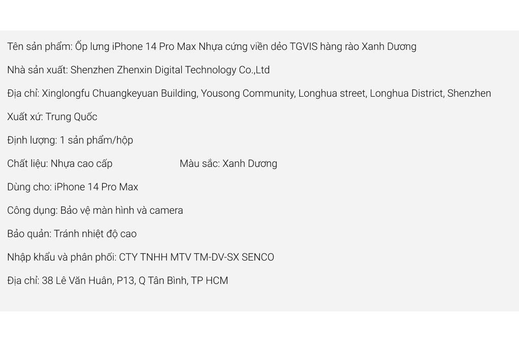 Ốp lưng iPhone 14 Pro Max Nhựa cứng viền dẻo TGVIS hàng rào Chính hãng Màu Xanh Dương
