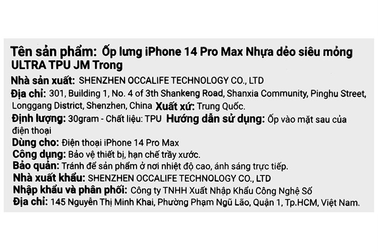 Ốp lưng iPhone 14 Pro Max Nhựa dẻo siêu mỏng ULTRA TPU JM Màu Trắng