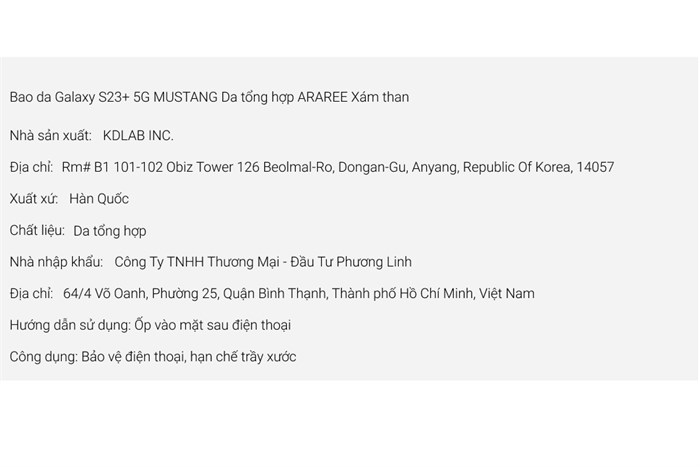 Bao da Galaxy S23+ Da tổng hợp ARAREE MUSTANG Màu Xám than