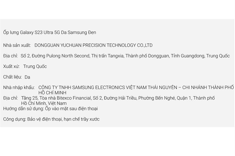 Ốp lưng Galaxy S23 Ultra Da Samsung Chính hãng Màu Đen
