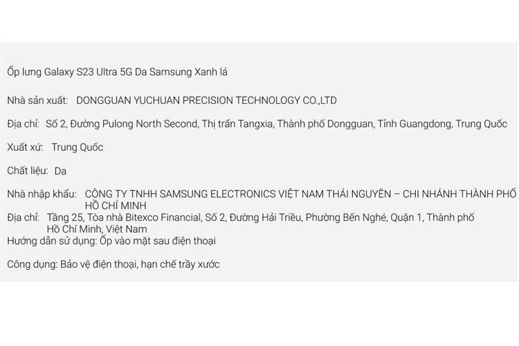 Ốp lưng Galaxy S23 Ultra Da Samsung Chính hãng Màu Xanh lá