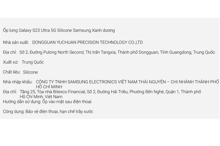 Ốp lưng Galaxy S23 Ultra Silicone Samsung Chính hãng Màu Xanh Dương