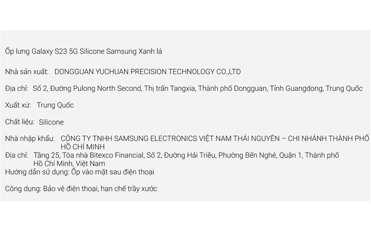 Ốp lưng Galaxy S23 Silicone Samsung Chính hãng Màu Xanh lá