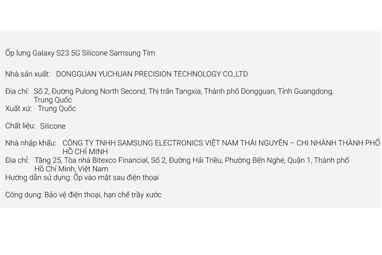 Ốp lưng Galaxy S23 Silicone Samsung Chính hãng Màu Tím