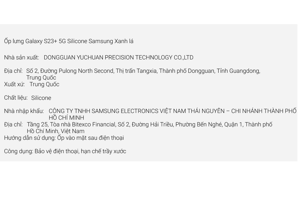 Ốp lưng Galaxy S23+ Silicone Samsung Chính hãng Màu Xanh lá