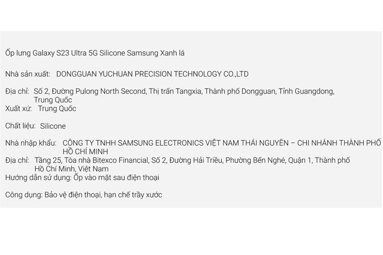 Ốp lưng Galaxy S23 Ultra Silicone Samsung Chính hãng Màu Xanh lá