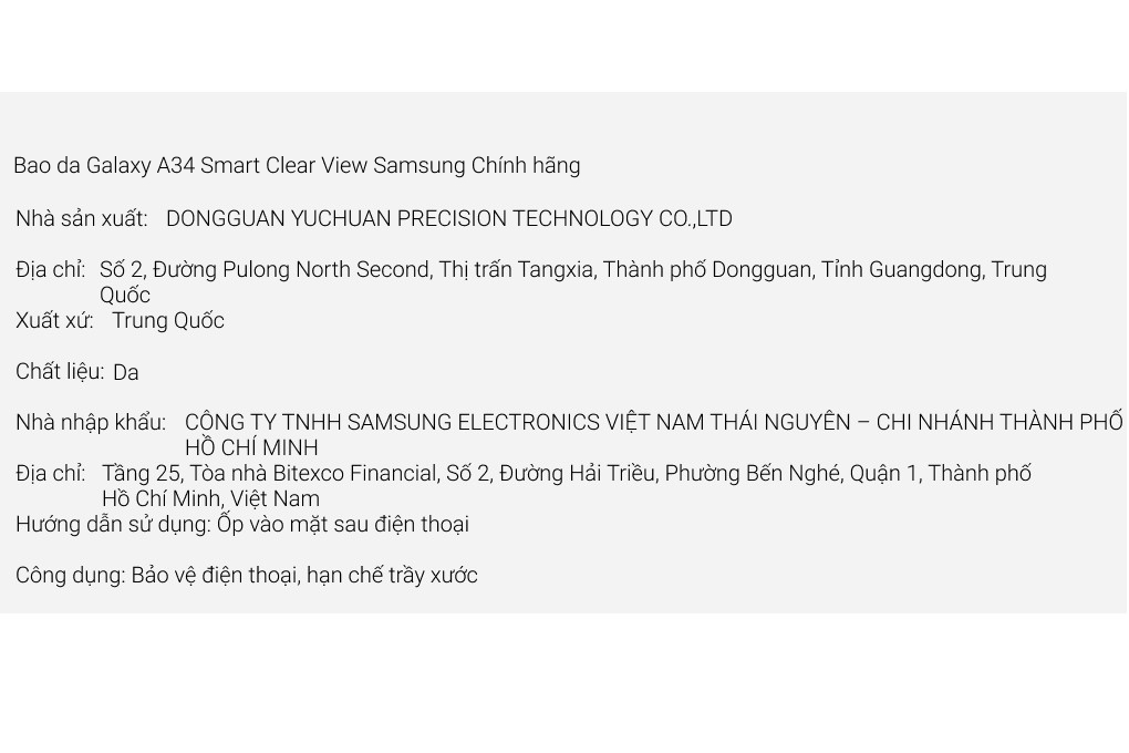 Bao da Galaxy A34 Smart Clear View Samsung Chính hãng Màu Đen