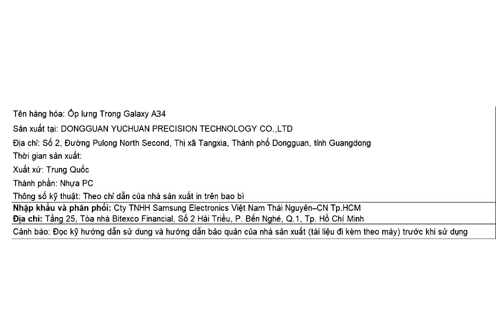Ốp lưng Galaxy A34 Nhựa cứng Samsung Chính hãng Màu Trắng