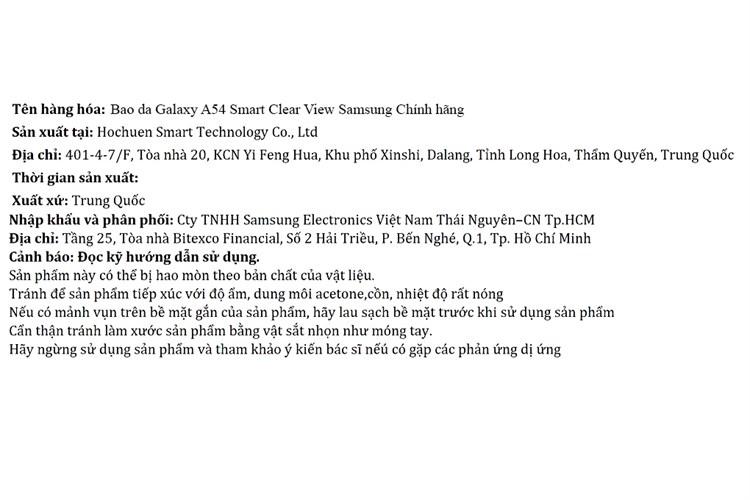 Bao da Galaxy A54 Smart Clear View Samsung Chính hãng Màu Đen