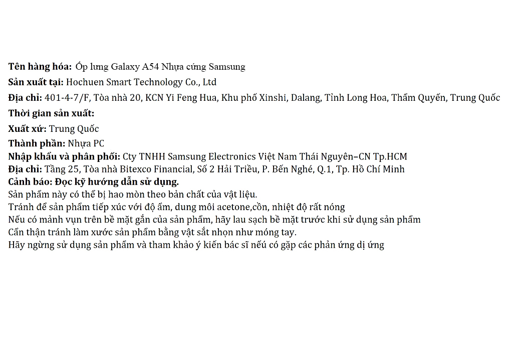 Ốp lưng Galaxy A54 Nhựa cứng Samsung Chính hãng Màu Trắng