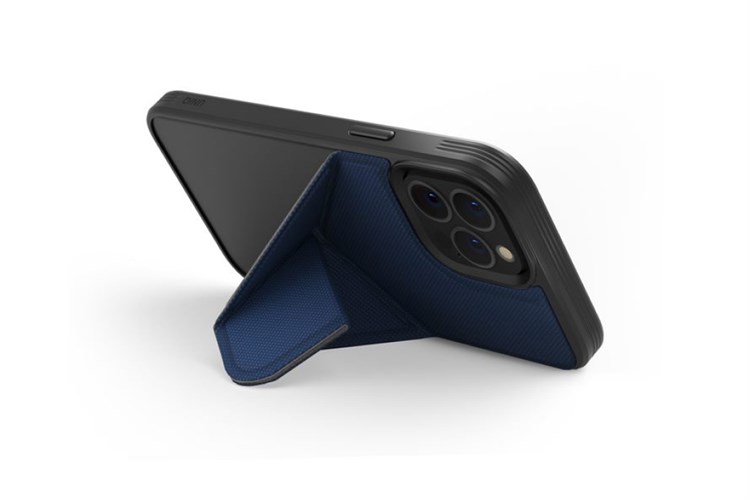 Ốp lưng MagSafe iPhone 13 Pro Max Nhựa cứng viền dẻo da PU UNIQ HYBRID Chính hãng Màu Xanh Dương