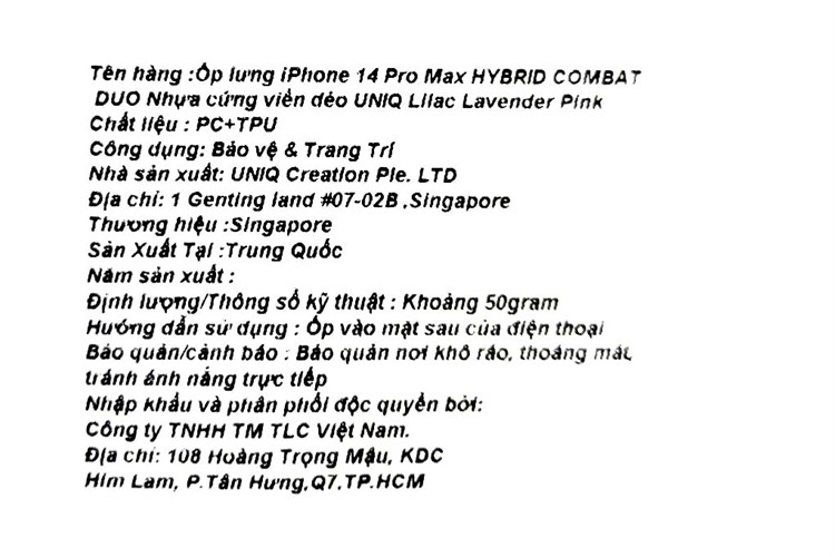 Ốp lưng iPhone 14 Pro Max Nhựa cứng viền dẻo UNIQ HYBRID COMBAT DUO Chính hãng Màu Tím hồng