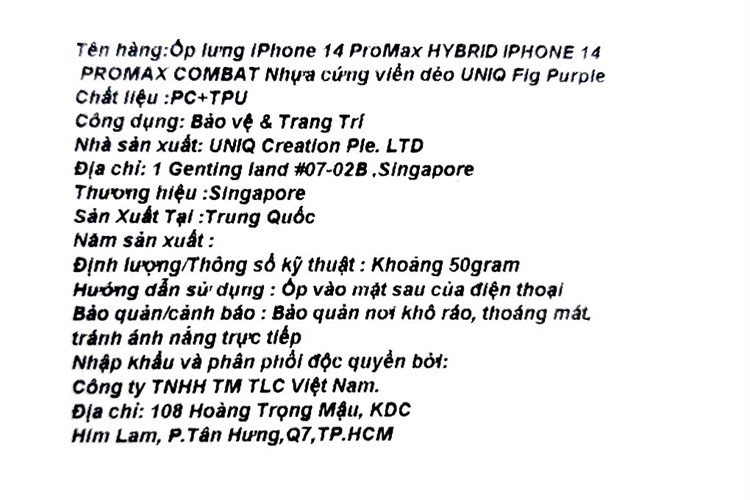 Ốp lưng iPhone 14 Pro Max Nhựa cứng viền dẻo UNIQ HYBRID COMBAT Chính hãng Màu Tím
