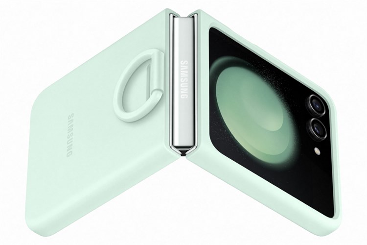 Ốp lưng Galaxy Z Flip5 Silicone Samsung Kèm vòng đeo tay Chính hãng Màu Xanh mint