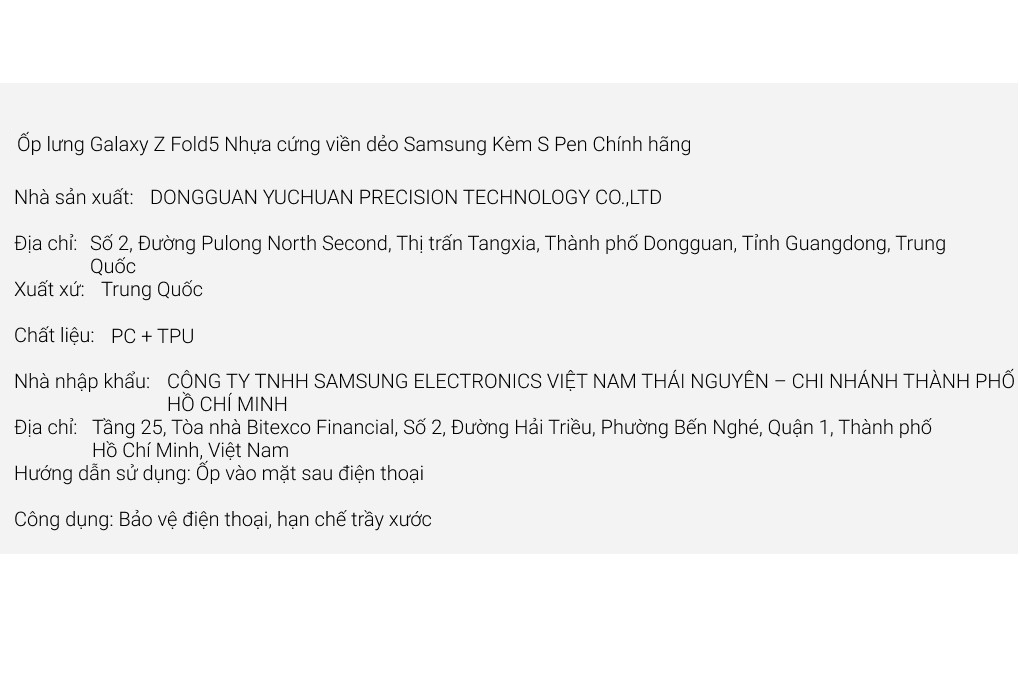 Ốp lưng Galaxy Z Fold5 Nhựa cứng viền dẻo Samsung Kèm S Pen Chính hãng Màu Xám