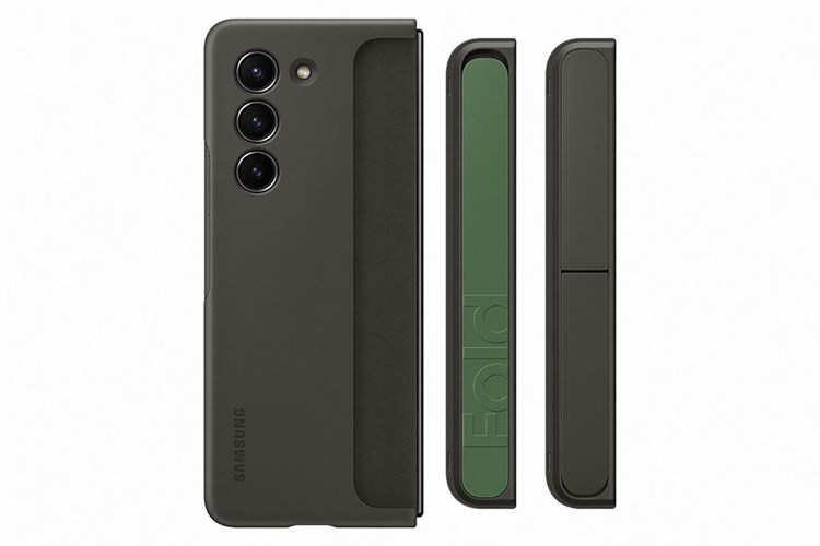 Ốp lưng Galaxy Z Fold5 Nhựa cứng viền dẻo Samsung Đứng kèm dây đeo Chính hãng Màu Xám