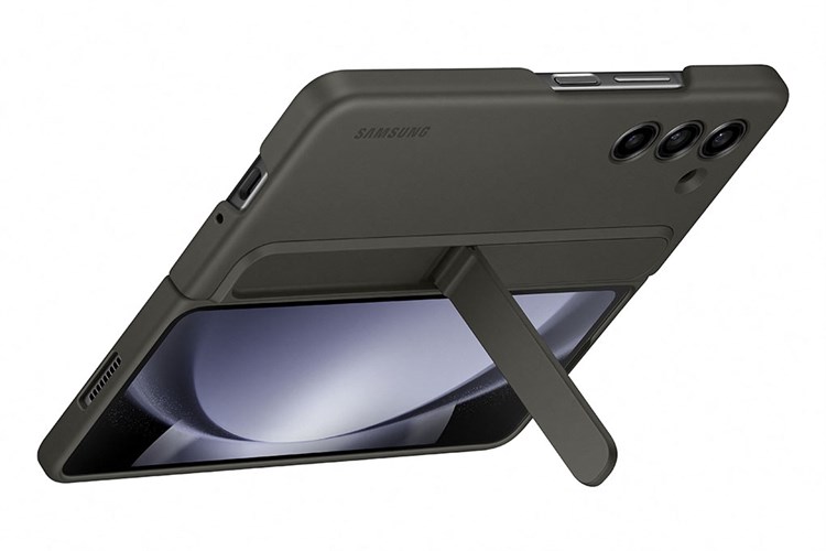 Ốp lưng Galaxy Z Fold5 Nhựa cứng viền dẻo Samsung Đứng kèm dây đeo Chính hãng Màu Xám